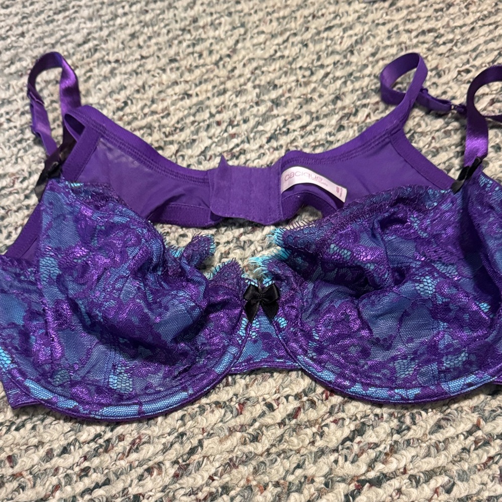 Cacique Purple and Blue Lace Bra